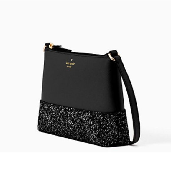 NWT KATE SPADE GRETA COURT GLITTER BLACK CROSSBODY - Picture 4 of 11